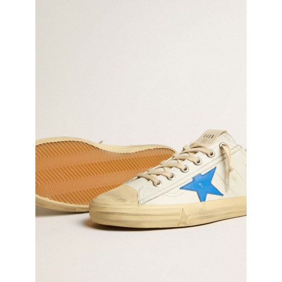V-Star in white leather with light blue leather star