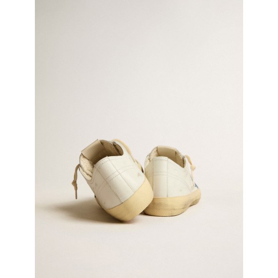 V-Star in white leather with light blue leather star