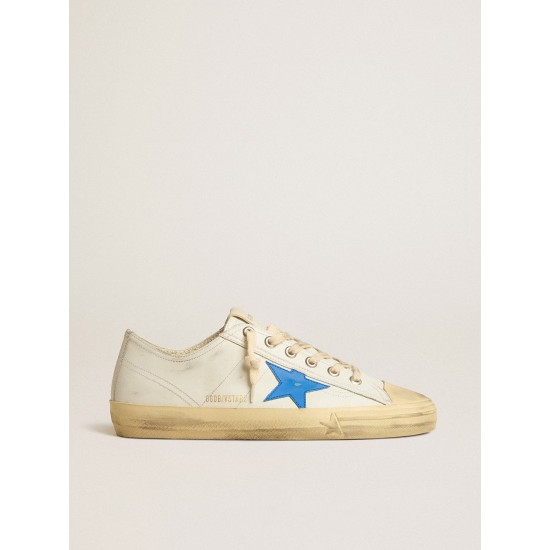 V-Star in white leather with light blue leather star