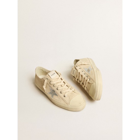 Men’s V-Star in pearl suede with silver metallic leather star