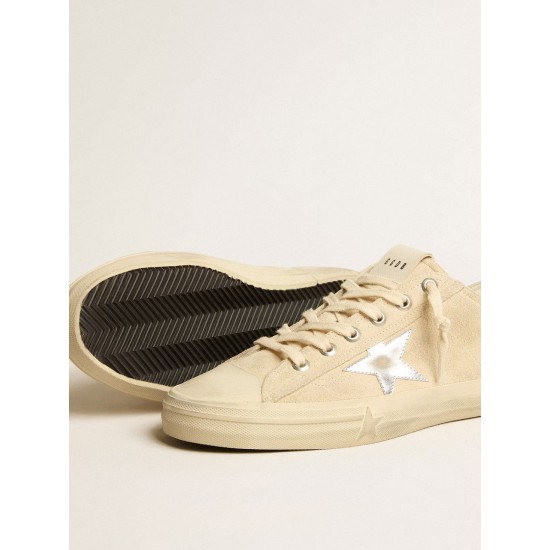 Men’s V-Star in pearl suede with silver metallic leather star