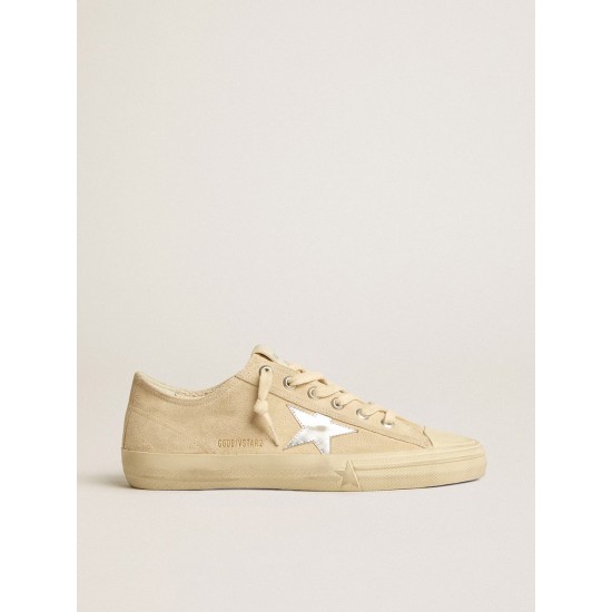 Men’s V-Star in pearl suede with silver metallic leather star