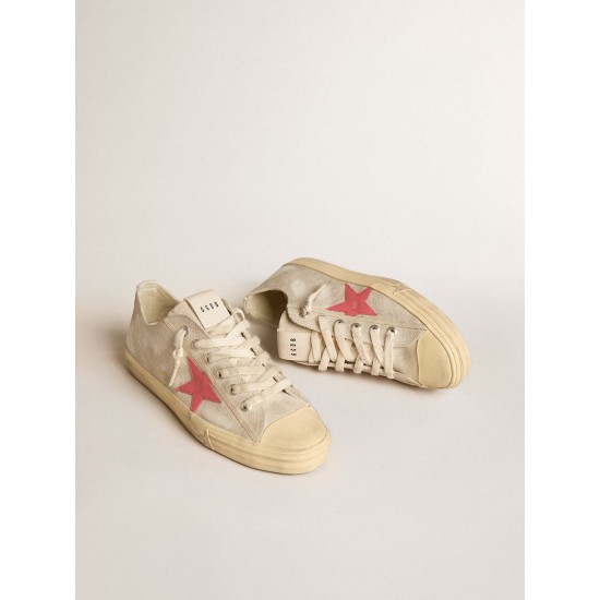 Men's V-Star in light gray canvas with a red leather star
