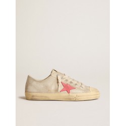Men's V-Star in light gray canvas with a red leather star