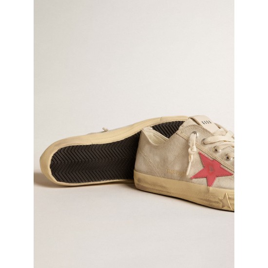 Men's V-Star in light gray canvas with a red leather star