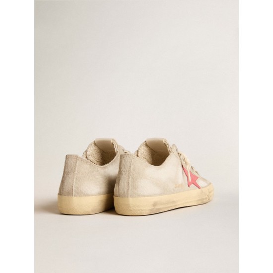 Men's V-Star in light gray canvas with a red leather star