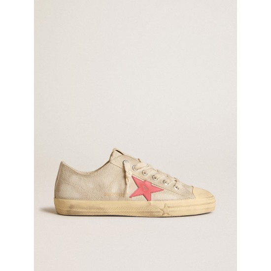 Men's V-Star in light gray canvas with a red leather star