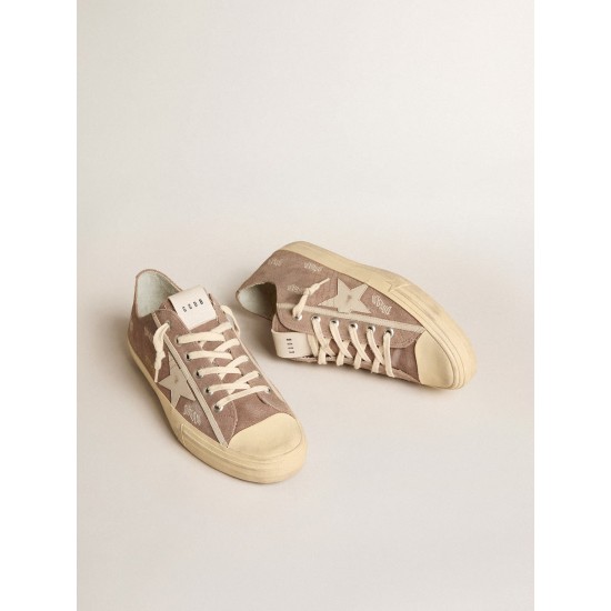 Men's V-Star in dove-gray suede with light gray leather star