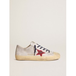 Men's V-Star LTD in silver metallic suede with red suede star