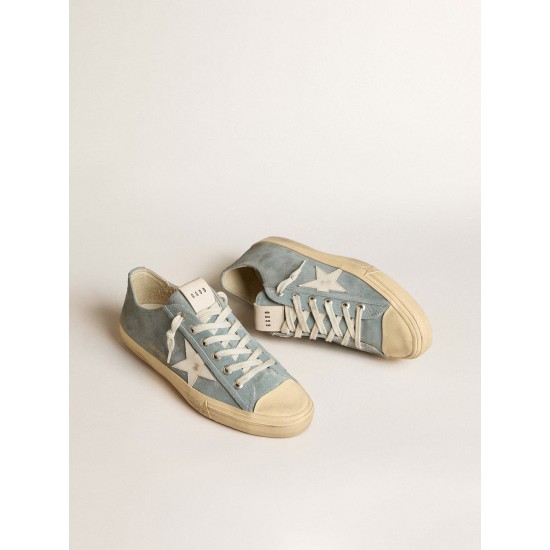 V-Star in silver-blue suede with white leather star
