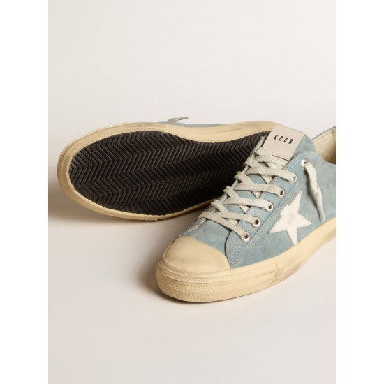 V-Star in silver-blue suede with white leather star