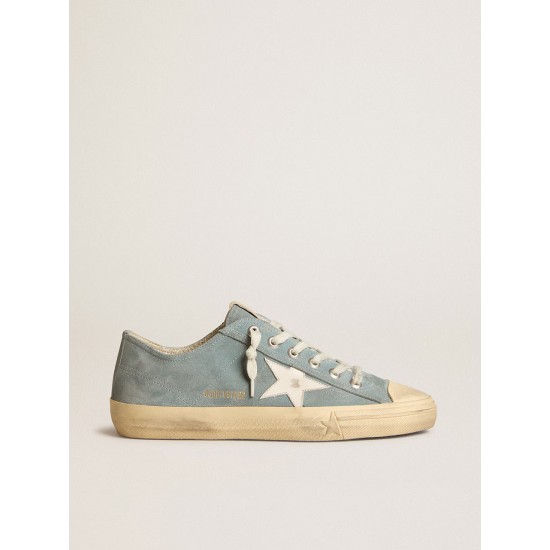 V-Star in silver-blue suede with white leather star