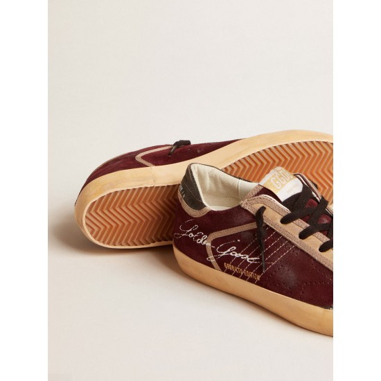 Men’s Super-Star Penstar LAB in burgundy suede with perforated star