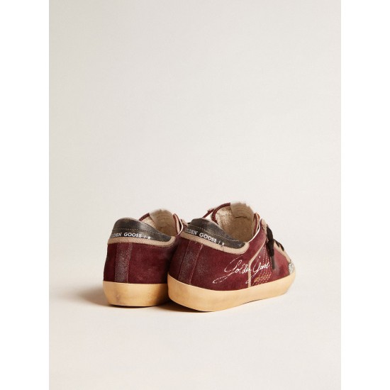Men’s Super-Star Penstar LAB in burgundy suede with perforated star