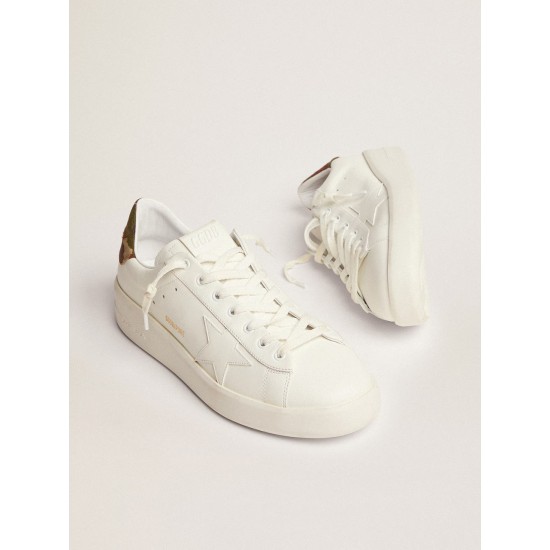 Men's Purestar in white leather with tone-on-tone star
