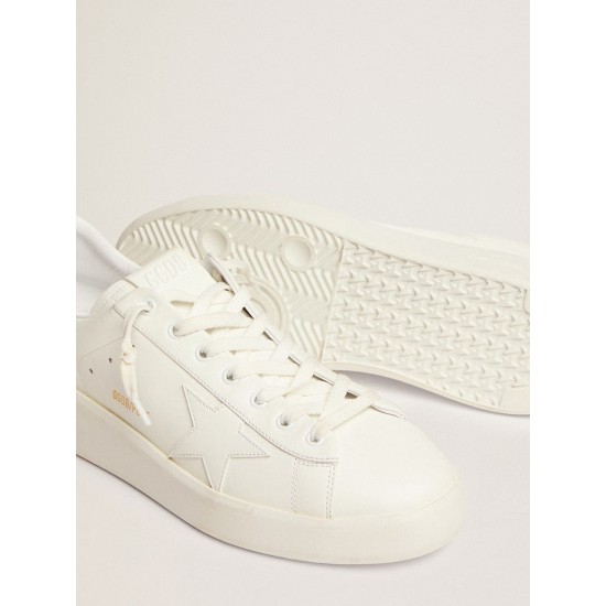 Men's Purestar in white leather with tone-on-tone star