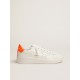 White Purestar sneakers with fluorescent orange heel tab