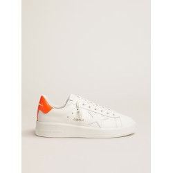 White Purestar sneakers with fluorescent orange heel tab