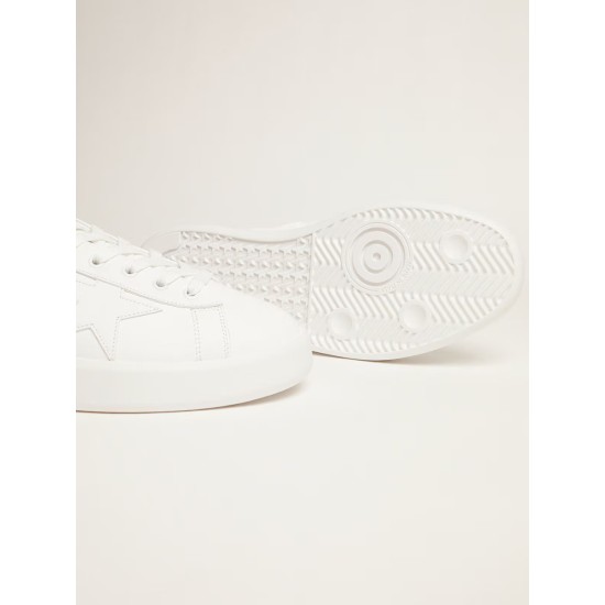 White Purestar sneakers with fluorescent orange heel tab