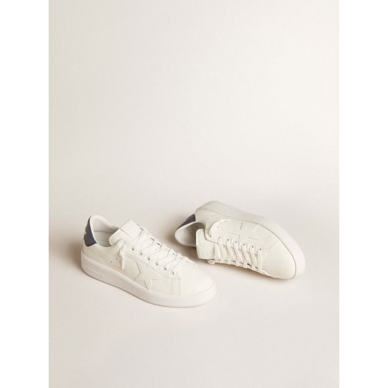 Men's Purestar in leather with white star and blue lizard leather heel tab