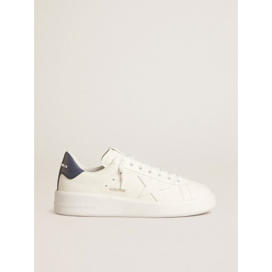 Men's Purestar in leather with white star and blue lizard leather heel tab