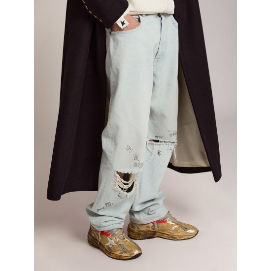 Men's Dad-Star gold with distressed finish