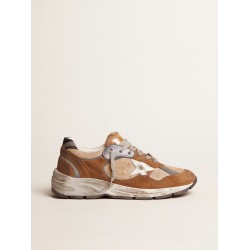 Men's Dad-Star in tobacco-colored mesh and suede with white star