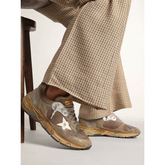 Men's Dad-Star in dove gray mesh and suede