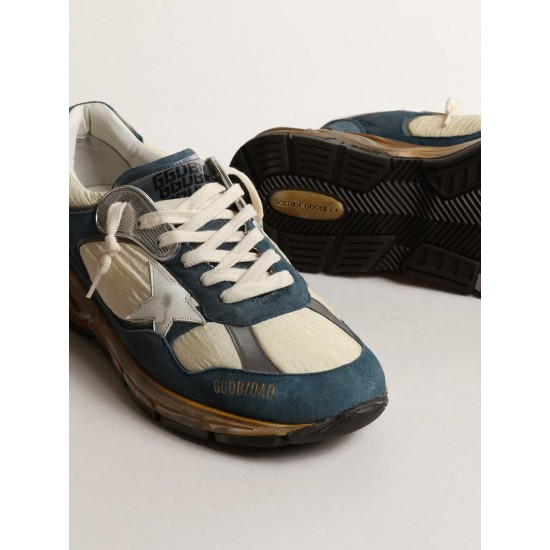 Men’s Dad-Star in petrol-blue suede with white leather star