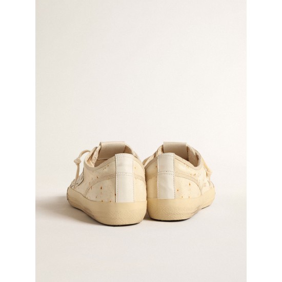 Men’s V-Star LAB in canvas with leather star and rust-colored marks