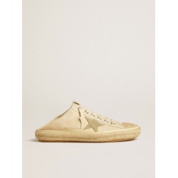 Men's V-Star Sabot in canvas with beige suede star