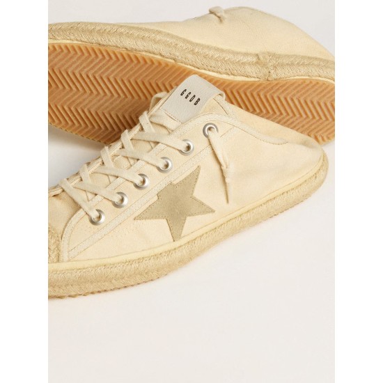 Men's V-Star Sabot in canvas with beige suede star