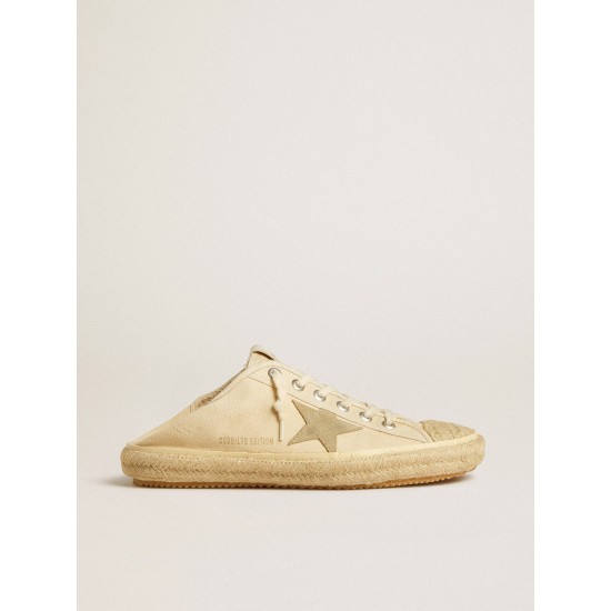 Men's V-Star Sabot in canvas with beige suede star