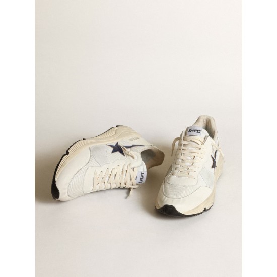 Running Sole in white mesh and nappa leather with a blue star