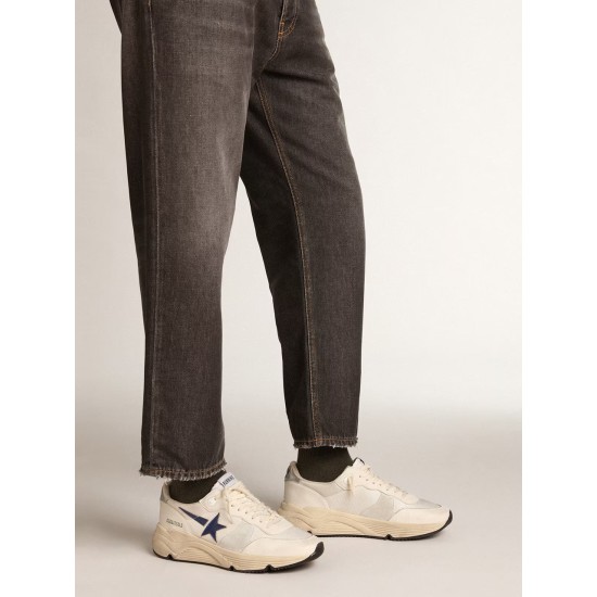 Running Sole in white mesh and nappa leather with a blue star