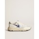Running Sole in white mesh and nappa leather with a blue star