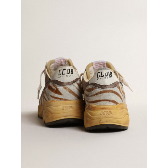 Men’s Running Sole LAB in brown fabric and pony skin