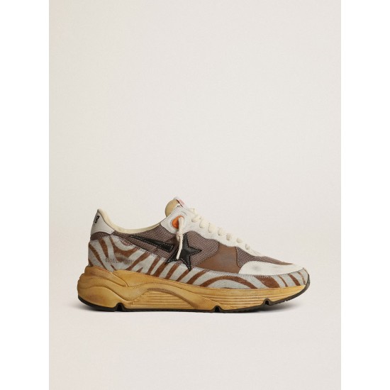Men’s Running Sole LAB in brown fabric and pony skin