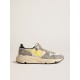 Running Sole in beige nylon and gray suede with yellow star