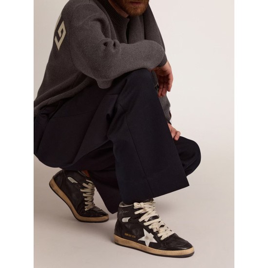 Men's Sky-Star in black nappa with white star