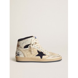 Men's Sky-Star in cream-colored nylon and leather with blue suede star