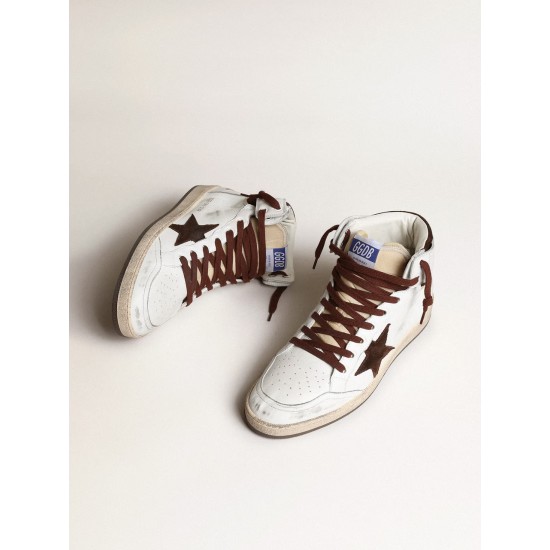Men’s Sky-Star in white nappa leather with a chocolate suede star