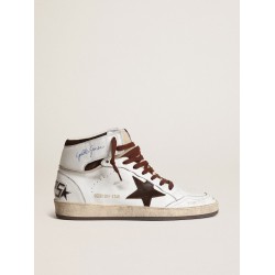 Men’s Sky-Star in white nappa leather with a chocolate suede star