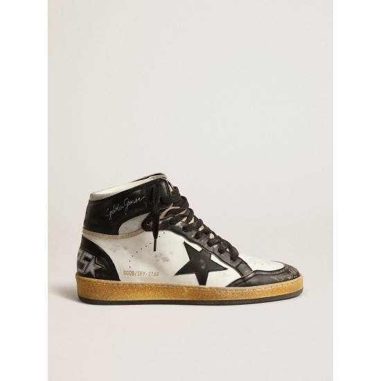 Sky-Star in white nappa leather with black leather star