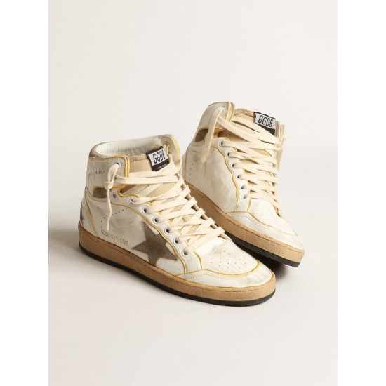 Men’s Sky-Star in white nappa leather with dove-gray suede star