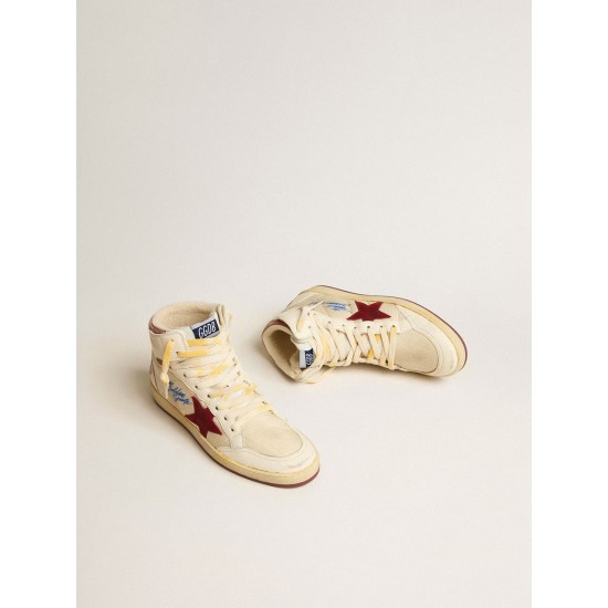 Sky-Star in beige nylon and nappa with pomegranate suede star