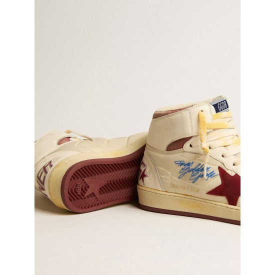 Sky-Star in beige nylon and nappa with pomegranate suede star