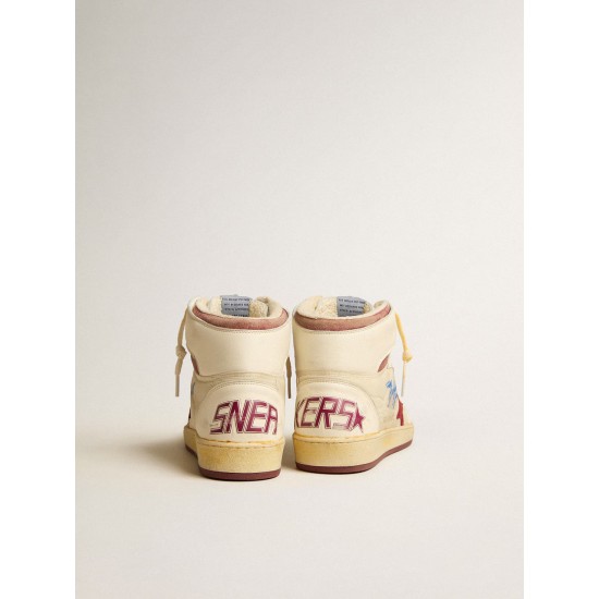 Sky-Star in beige nylon and nappa with pomegranate suede star