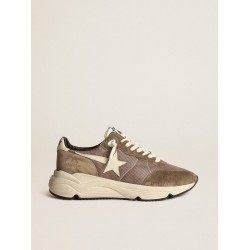 Men's Running Sole in olive green mesh and leather with cream star