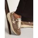 Men's Running Sole in olive green mesh and leather with cream star